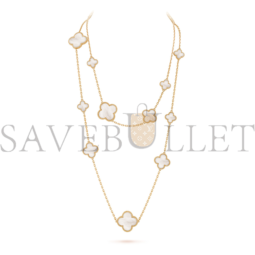 VAN CLEEF ARPELS MAGIC ALHAMBRA LONG NECKLACE, 16 MOTIFS - YELLOW GOLD, MOTHER-OF-PEARL  VCARD79300